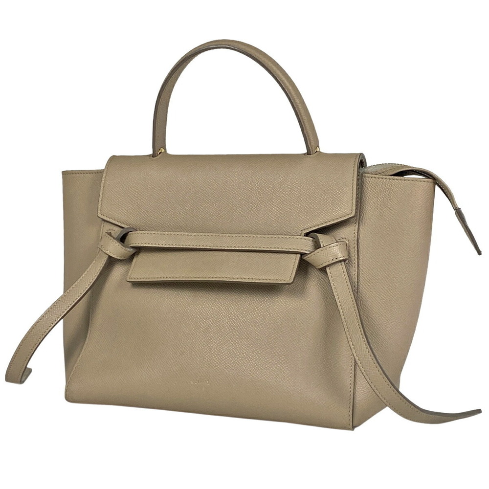Celine Belt Bag Shoulder Handbag Leather Beige
